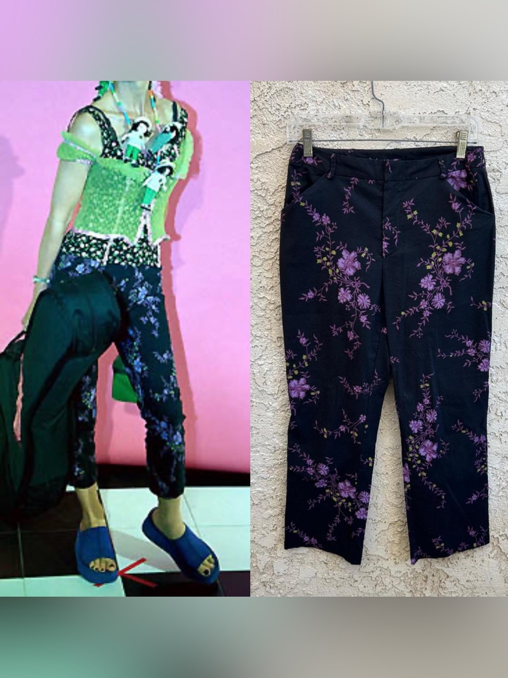 Betsey Johnson purple floral cropped pants